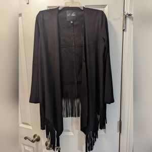Black suede fringe jacket